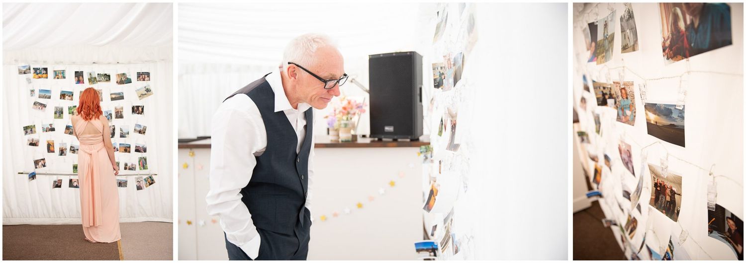 A series of photo thumbnails showing wedding photography scenes arranged in a horizontal filmstrip layout.