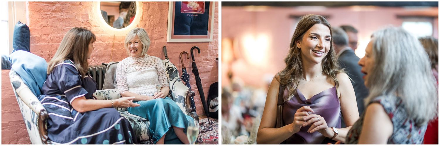 Candid wedding guest photography at Winchester's Abbey Mill.