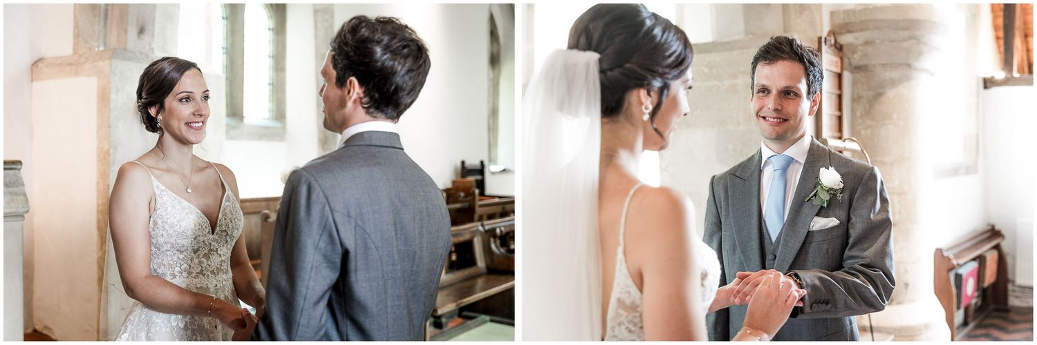 Candid moments captured between couple during wedding preparations.