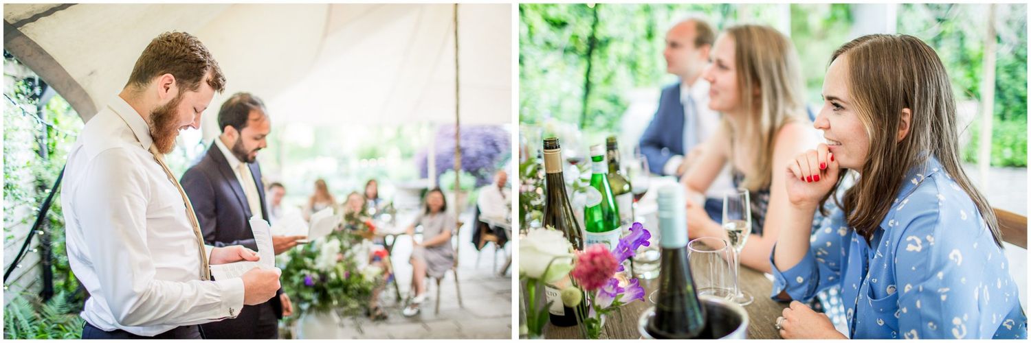 Candid moments captured during a joyful outdoor wedding celebration.