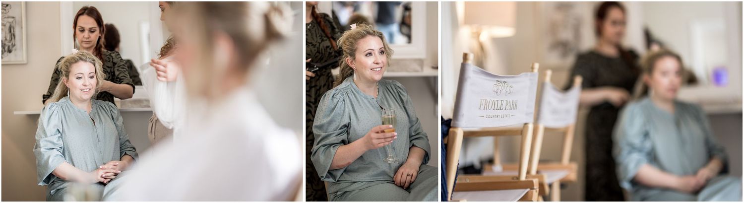 Intimate moments captured during wedding day preparations in soft natural light.