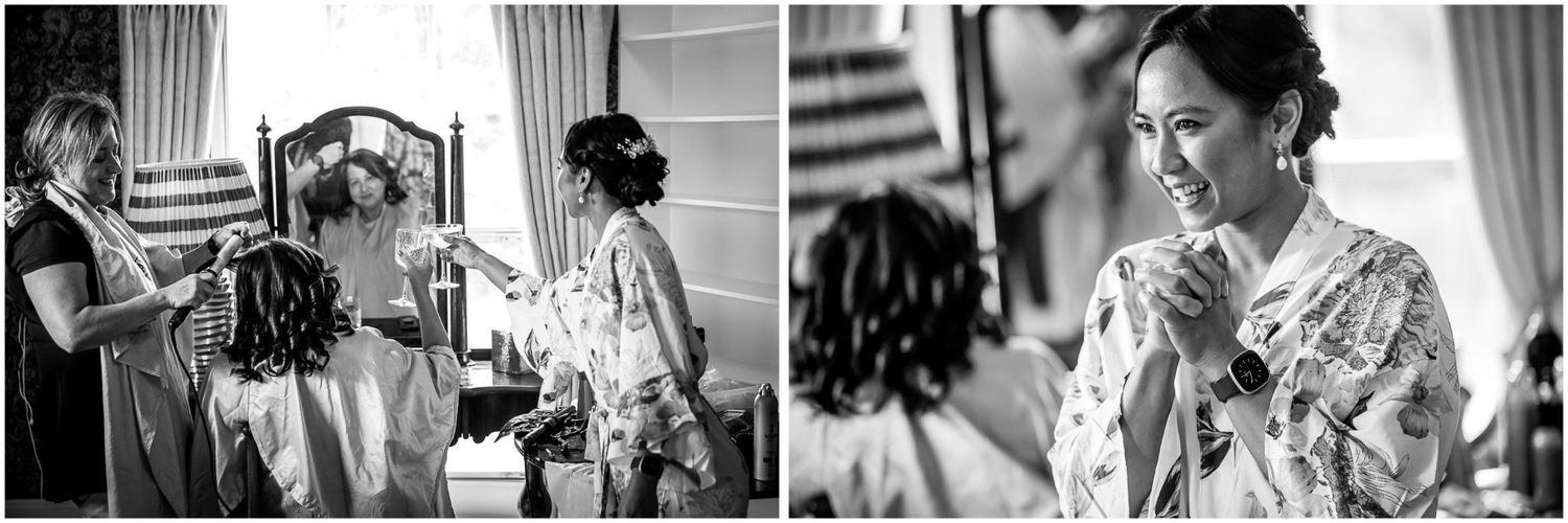 Documentary style photos capturing pre-wedding moments and preparations.