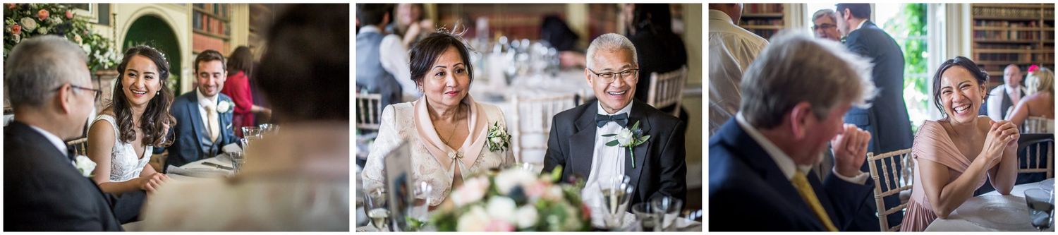 Candid moments of wedding guests enjoying the celebration.