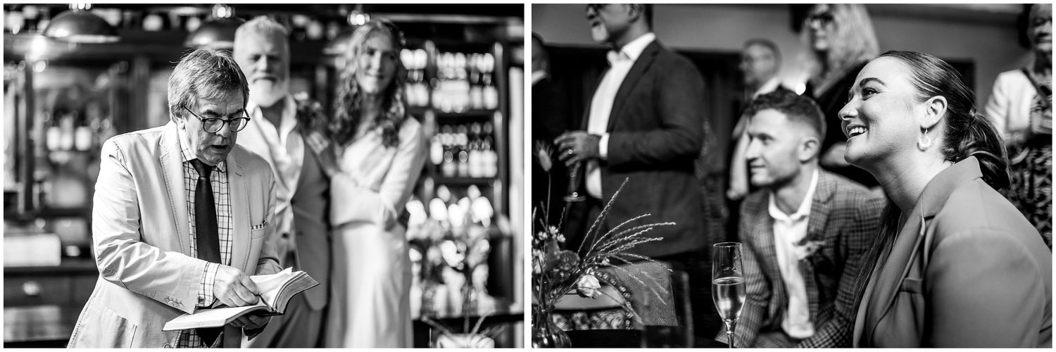 A family friend performs a marriage blessing ceremony at Winchester's Abbey Mill.