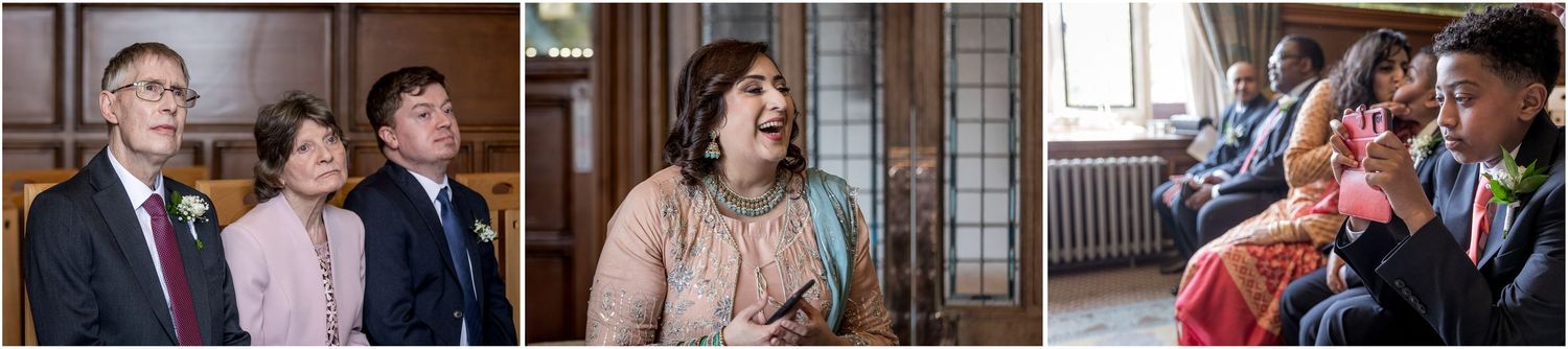 Wedding celebration candid moments captured in an elegant indoor setting.