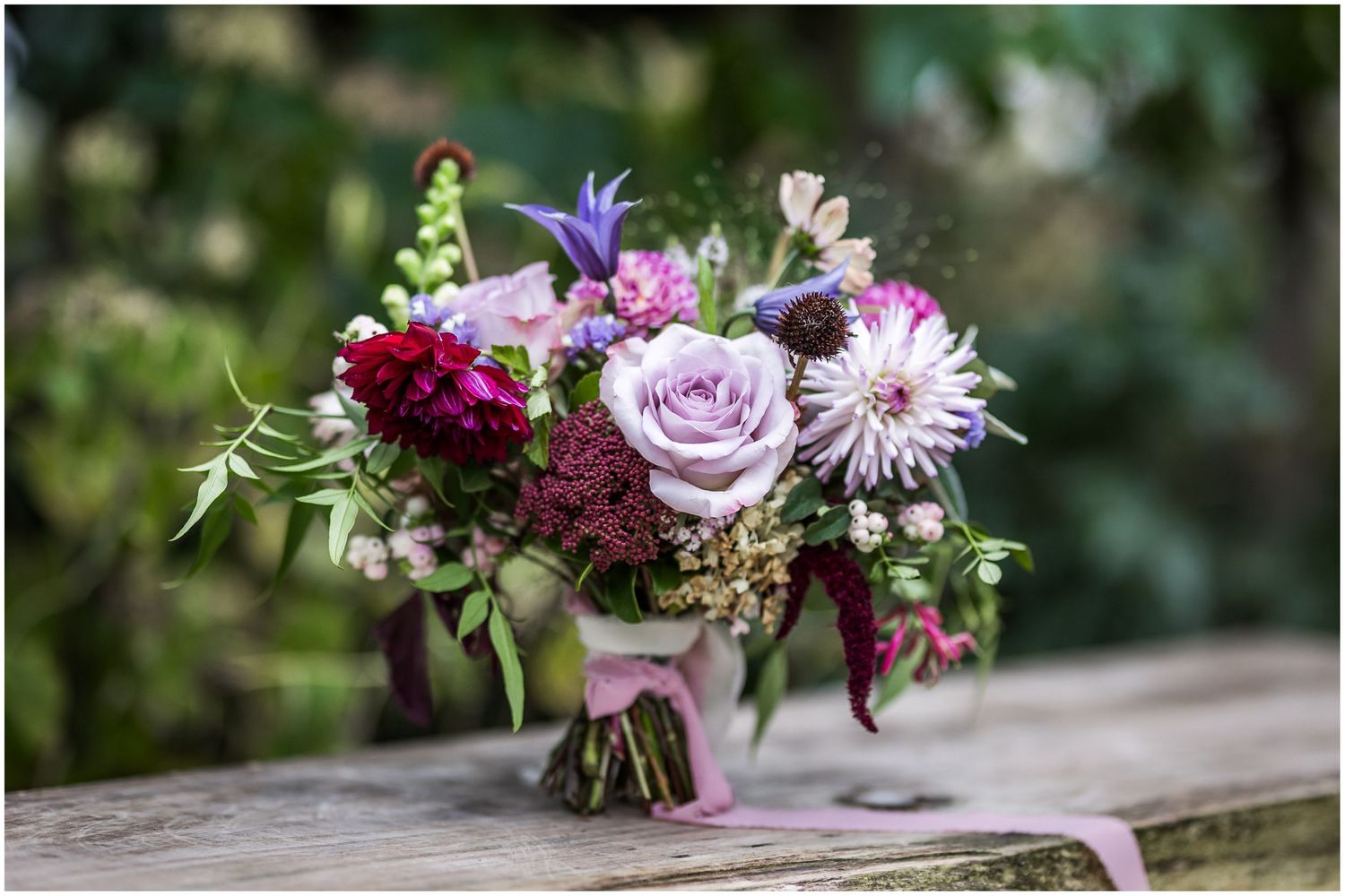Bride's wedding bouquet detail photograph with colourful flowers