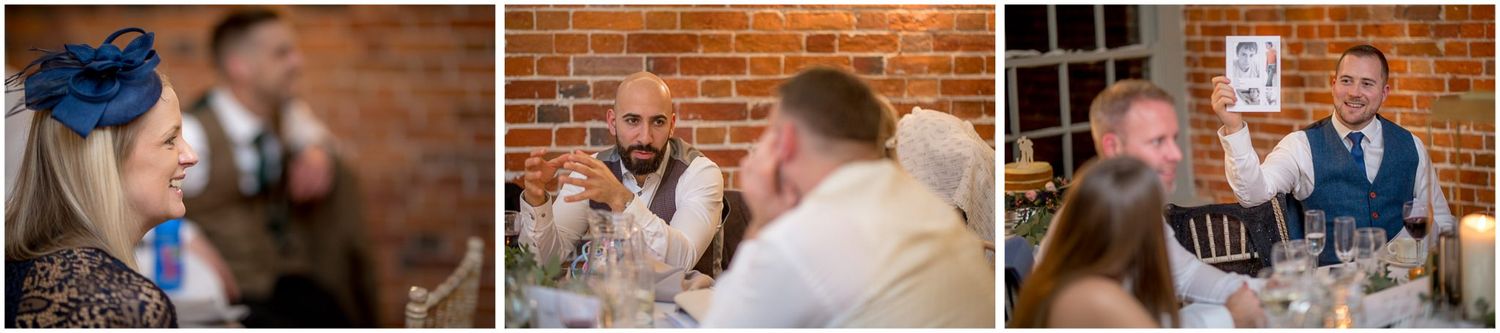 Rustic brick wall venue decorated for an elegant wedding celebration.