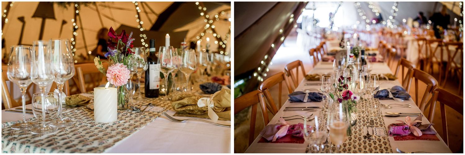 Winchester wedding photography of a marquee reception set up for a wedding banquet