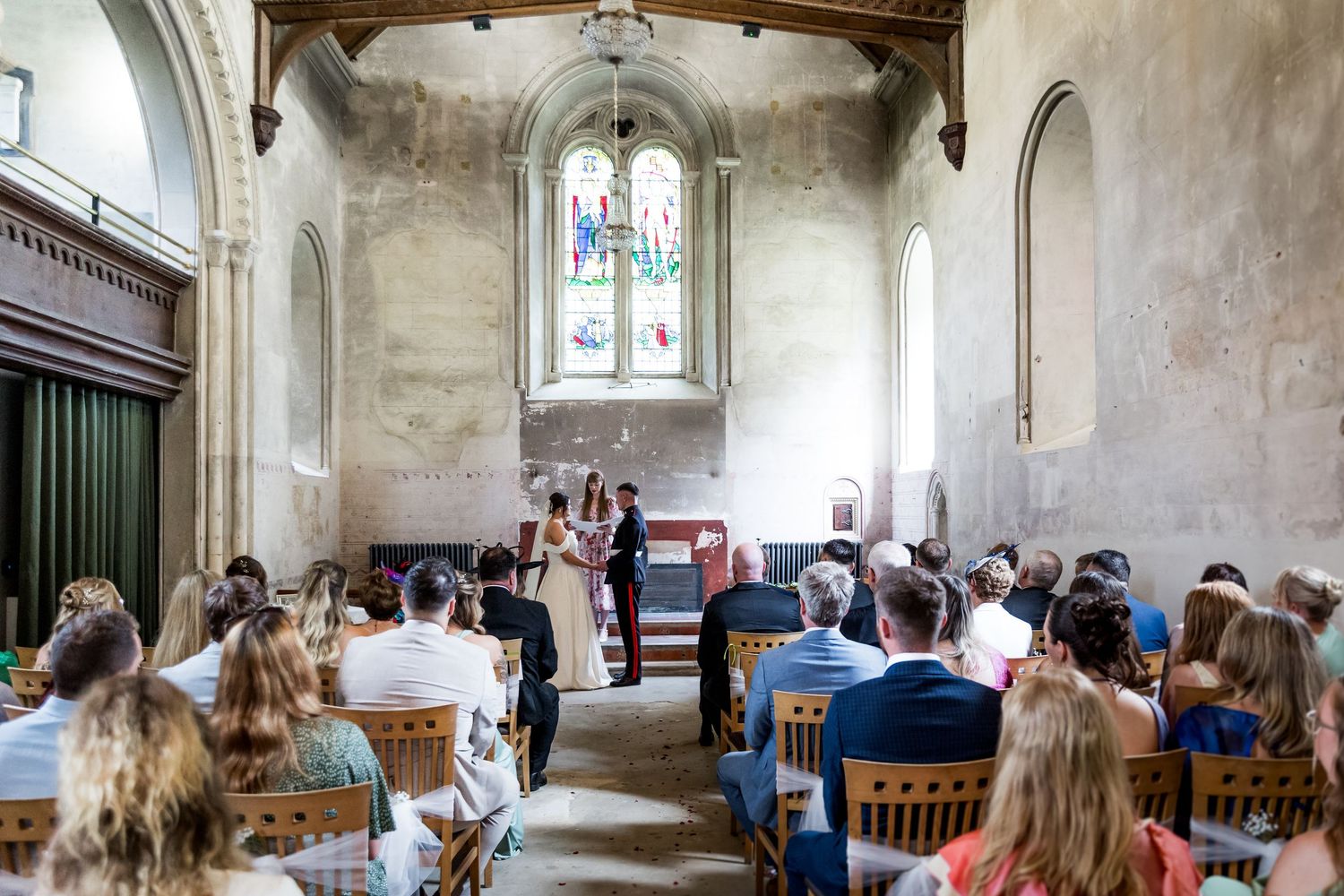 Wedding photograph of a military marriage in the chapel of The Elvetham Hotel in Hampshire