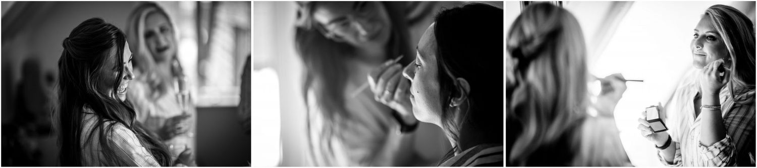 Artistic black and white portraits showing emotional wedding day moments.