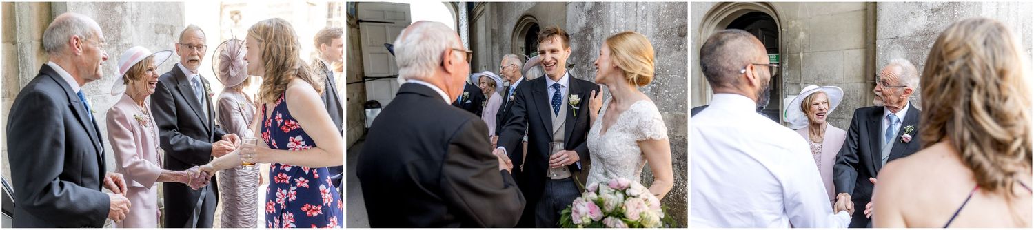 Guests gathered in formal attire during an intimate wedding ceremony moment.