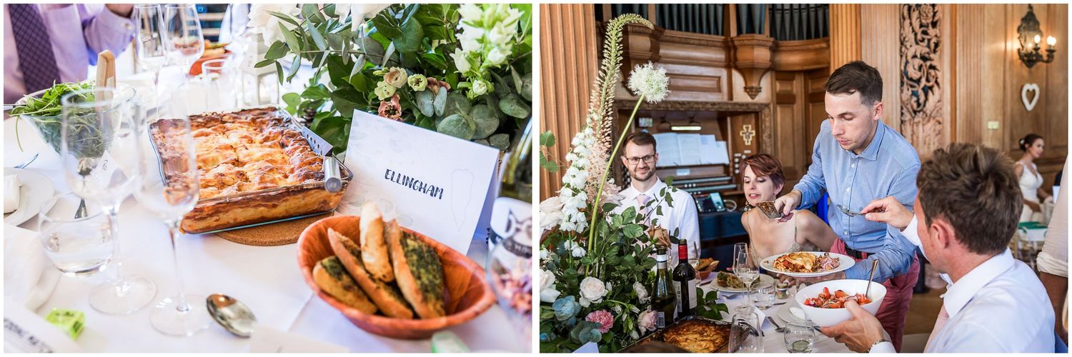 A wedding breakfast served family-style