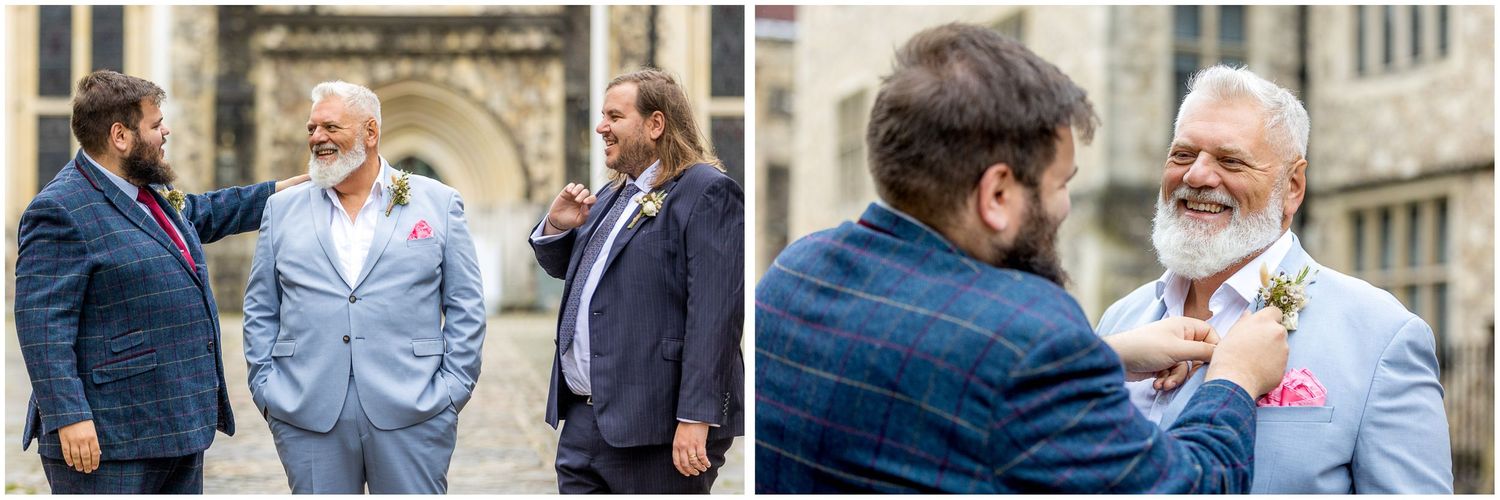 The groom and guests arrive early for the wedding ceremony at Winchester registry office