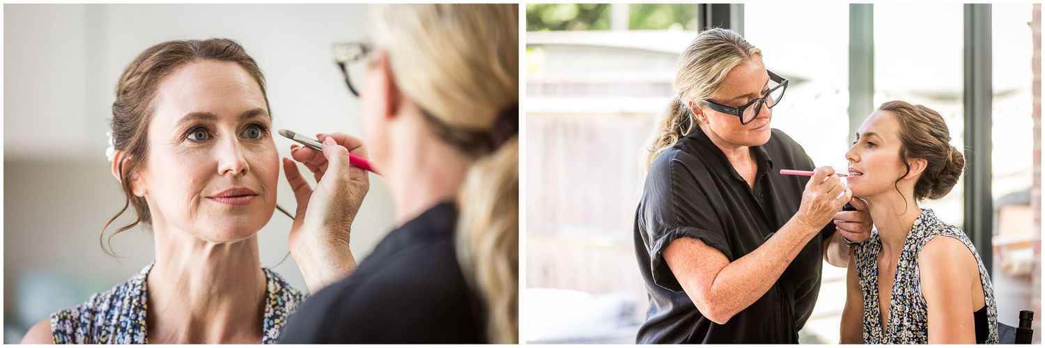 Bride make-up at home on the morning of the wedding
