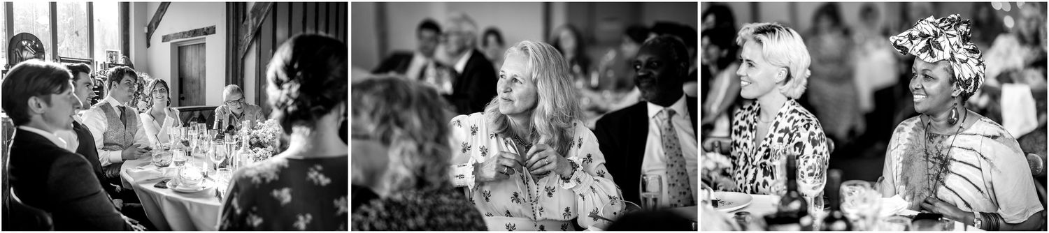 Candid moments captured during wedding reception festivities and dancing.