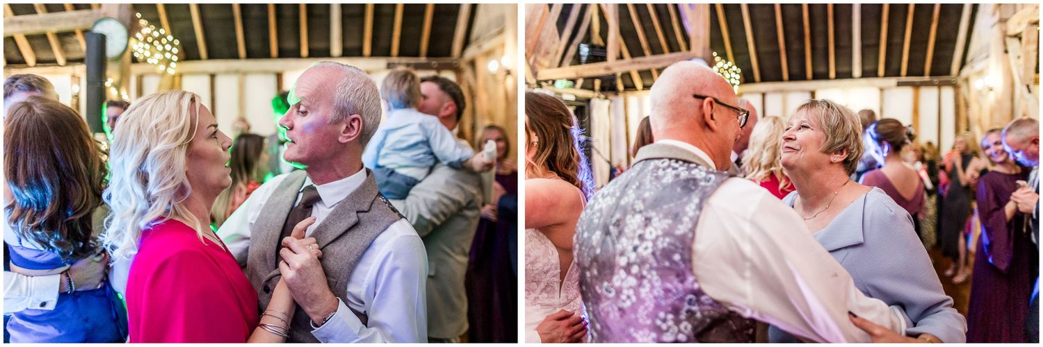 Wedding guests partying at Clock barn in Hampshire