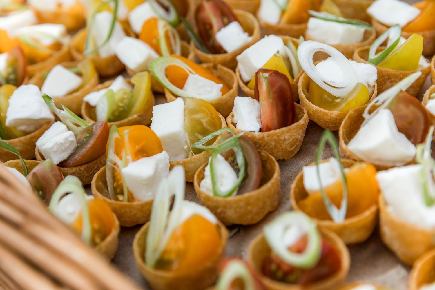 Photograph of canapes served during a wedding reception at Houghton Lodge in Hampshire