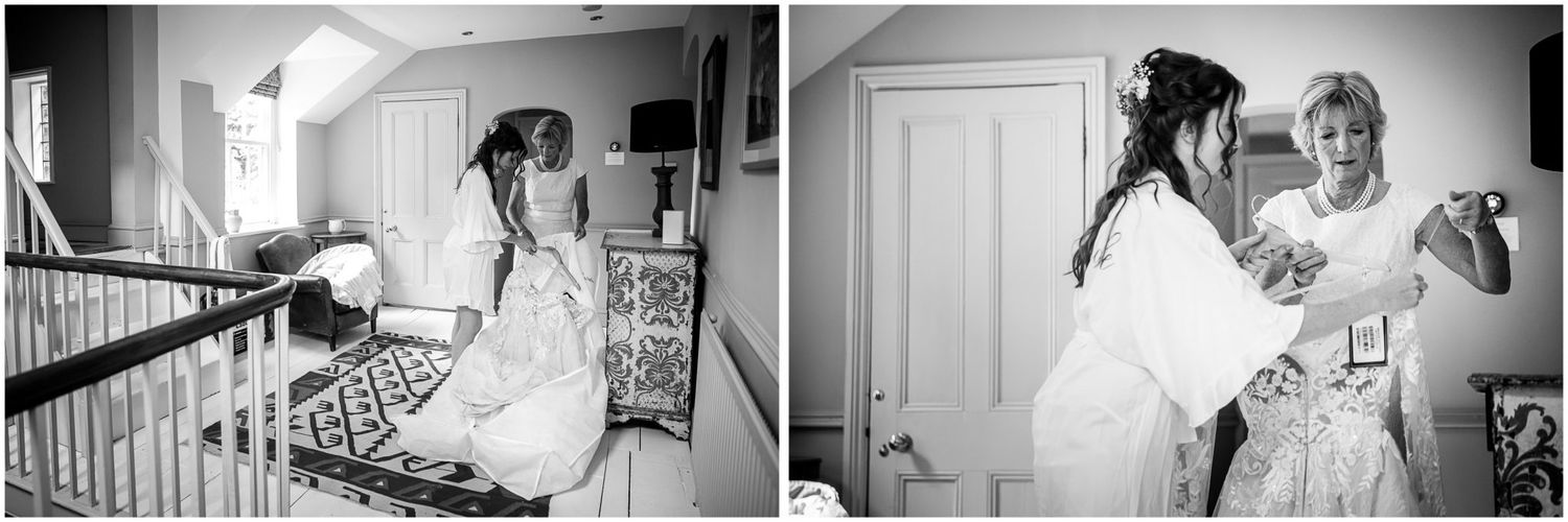 A series of black and white medical photographs showing hospital scenes and patient care procedures.