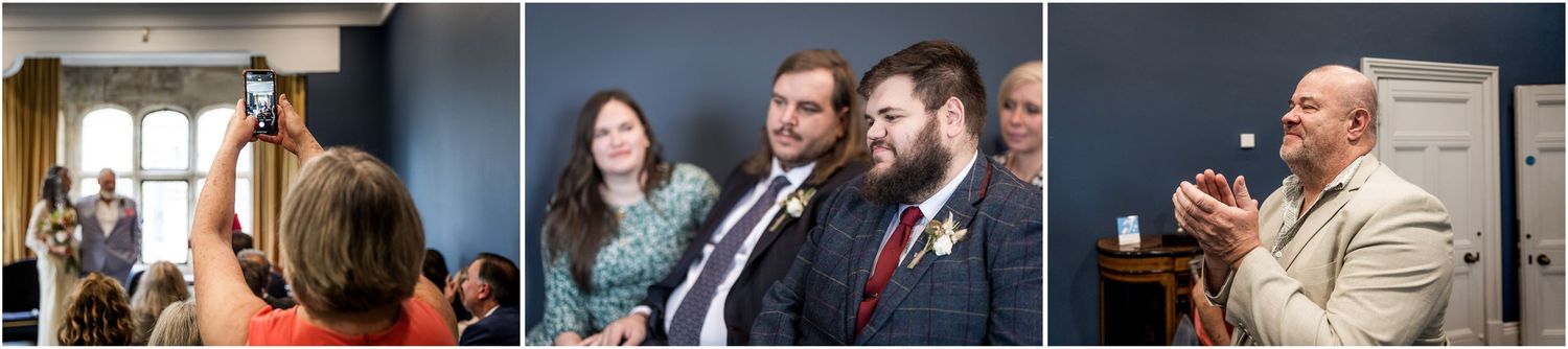 Candid photographs of wedding guests during a Winchester marriage ceremony