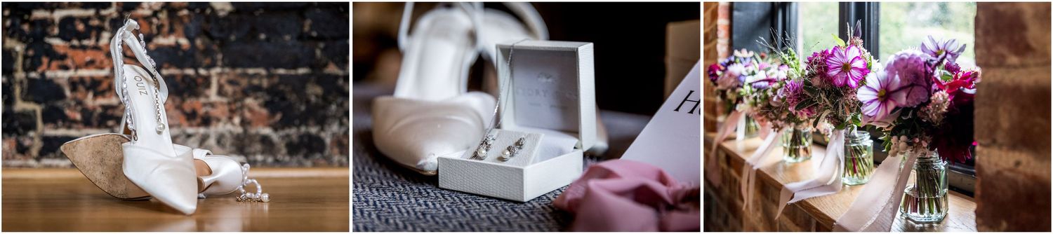 Wedding detail photographs during brial preparations at Clock Barn