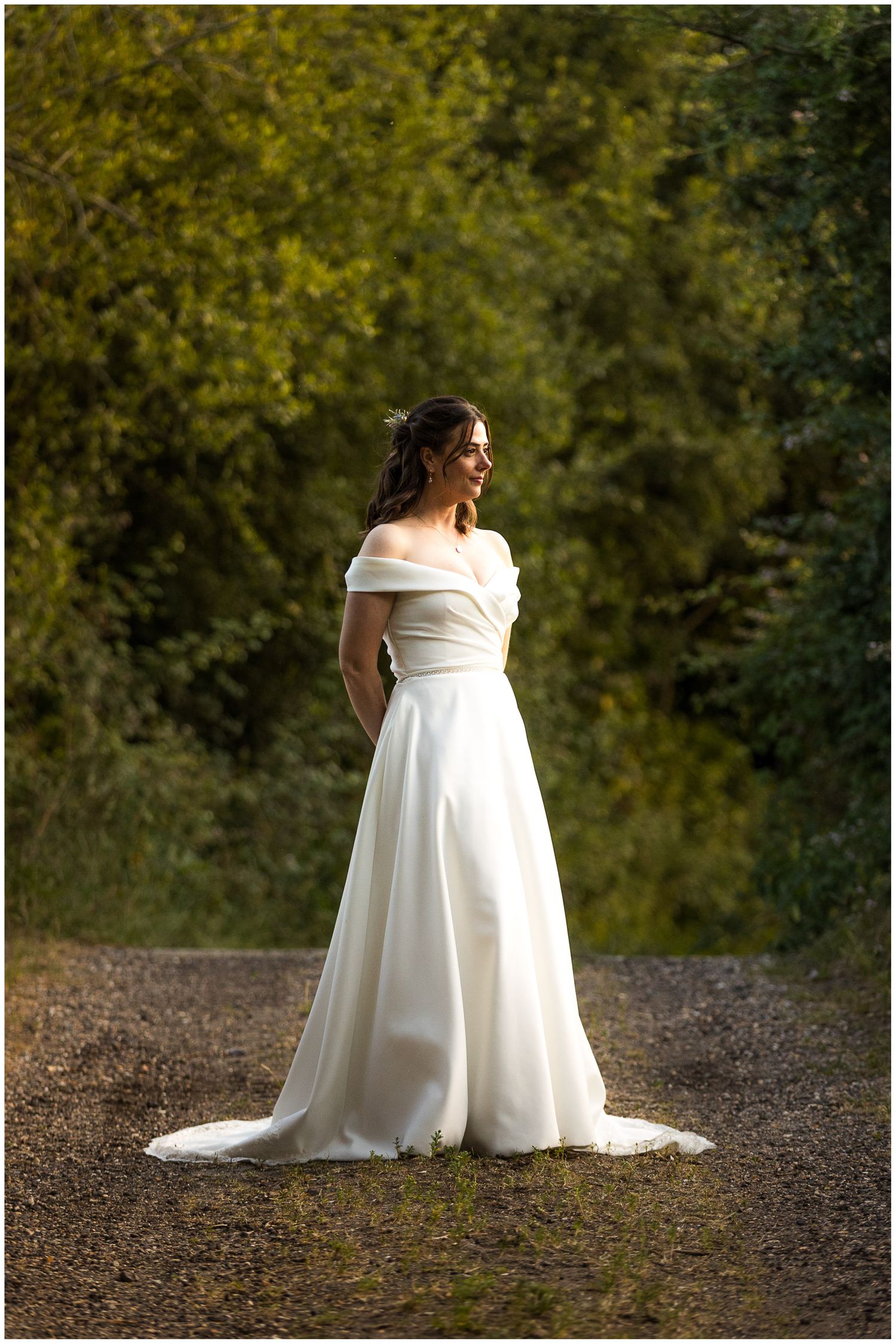 Elegant bridal portrait in soft evening light at Sopley Mill, New Forest wedding venue in Hampshire