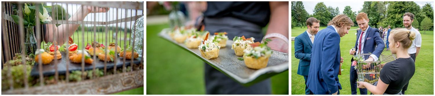 Guests enjoying refreshments and conversation during an outdoor garden party.