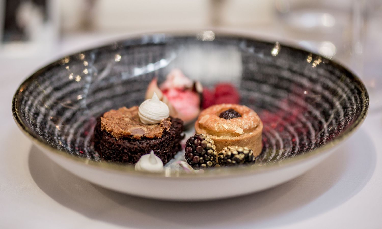 Photograph of a  dessert served as part of the wedding breakfast in the main dining hall at Clock Barn, wedding venue near Whitchurch
