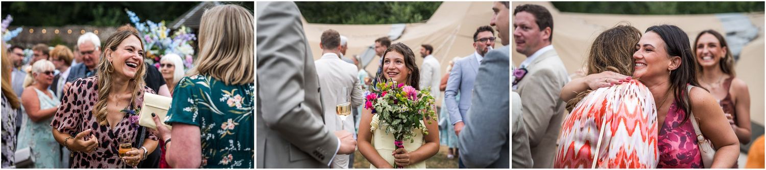Wedding guests celebrating during the drinks reception