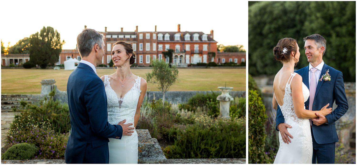 Couple wedding portraits in the grounds of Walhampton School in the New Forest