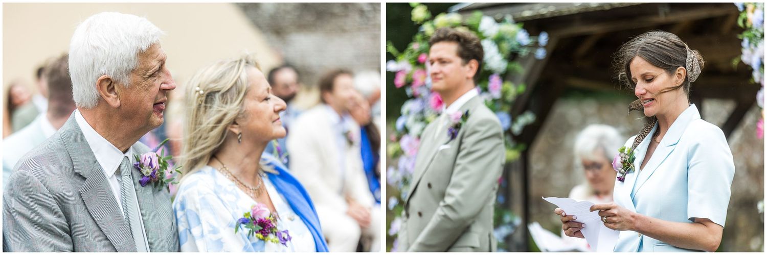 Candid photography during an outdoor wedding ceremony in Hampshire