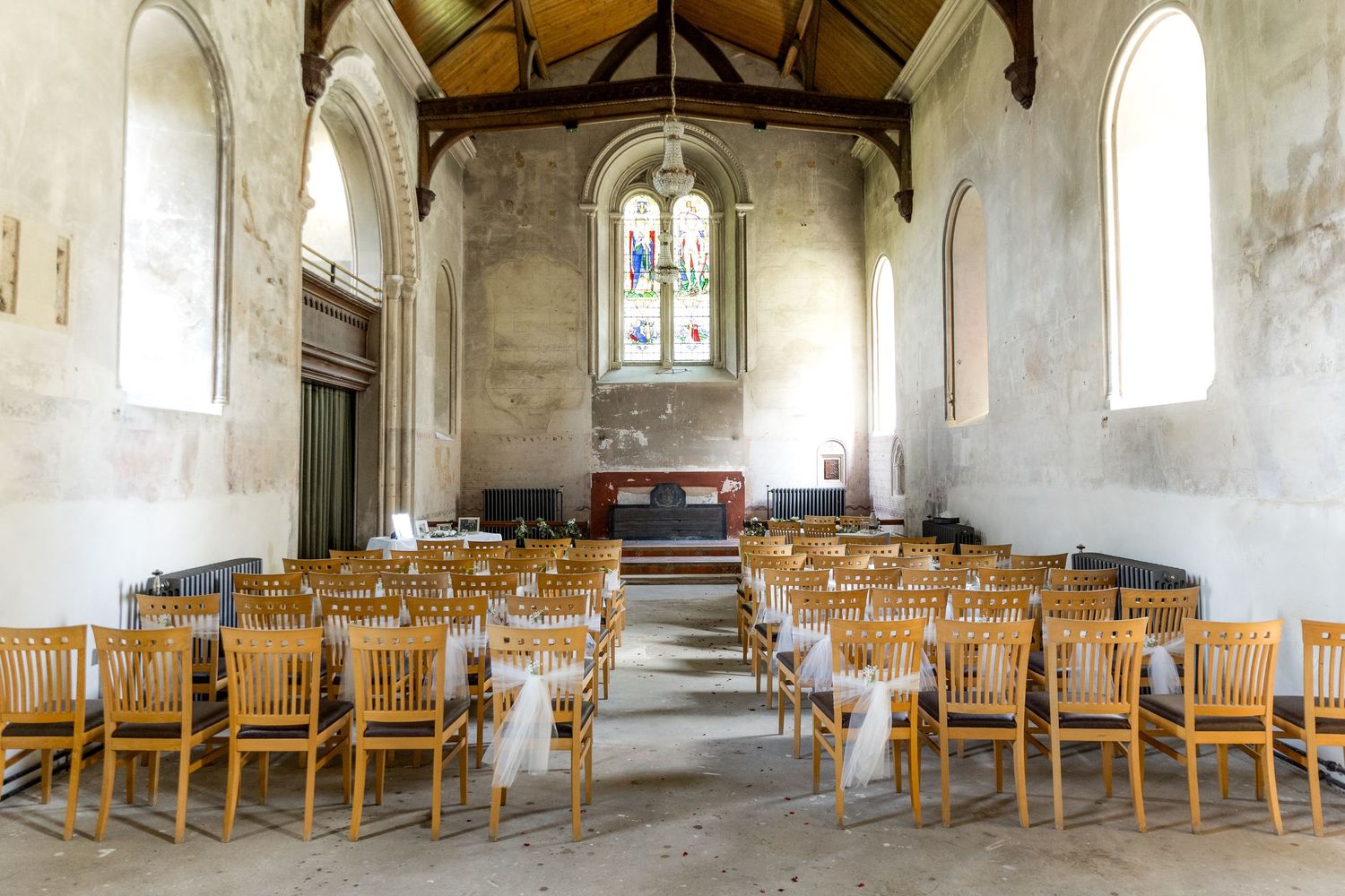 Interior view of the chapel used for marriage ceremonies at The Elvetham, wedding venue in Hampshire