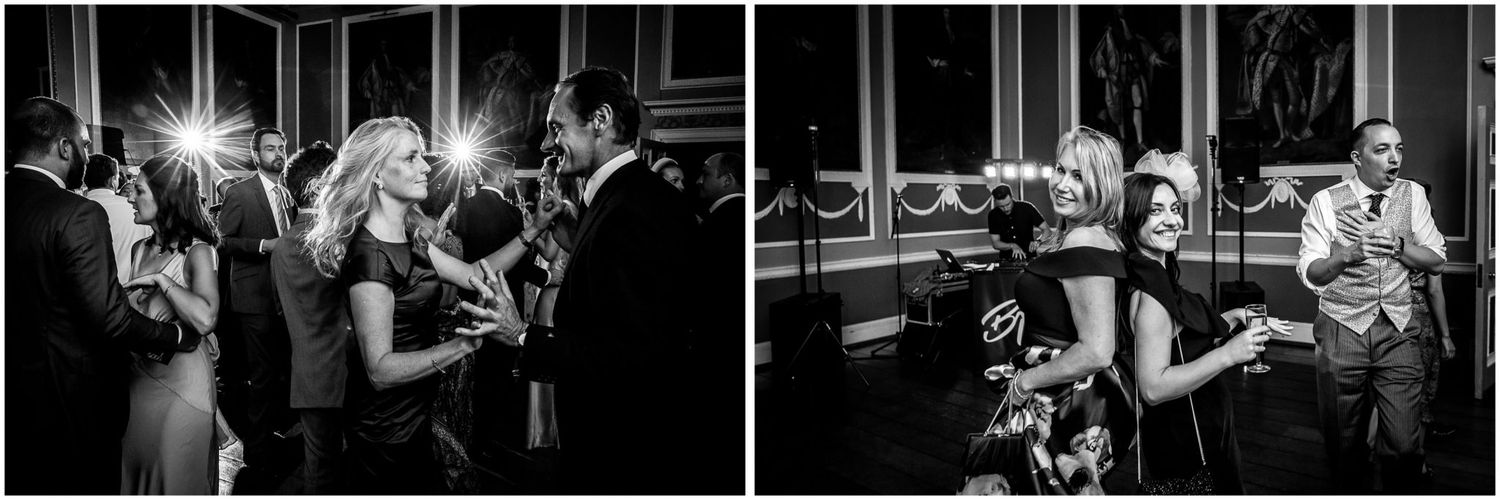 Black and white photographs of performers and musicians on stage during a live concert performance.