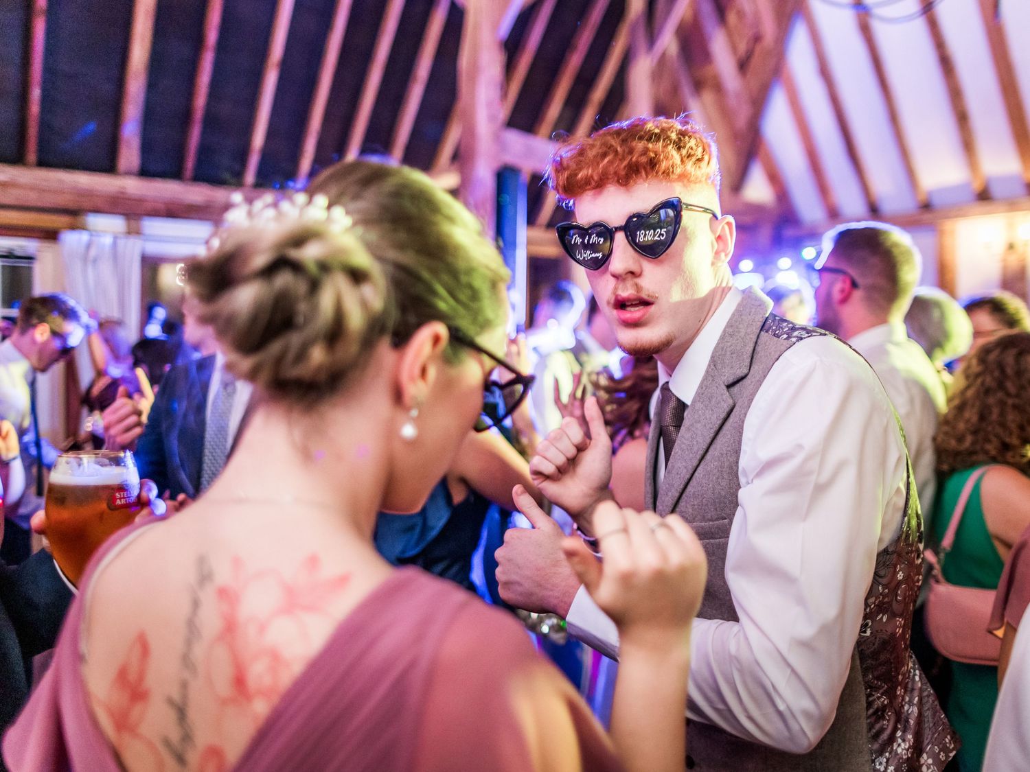 Dancing during a wedding reception at Clock Barn