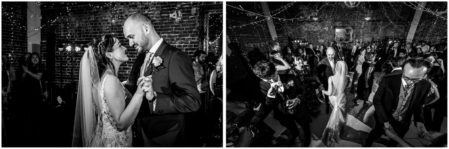 Lively dance floor moments captured during an evening wedding reception.