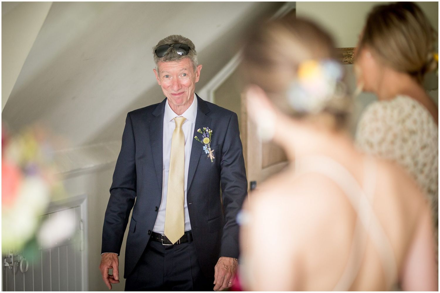 Wedding party sharing emotional moments during pre-ceremony preparations.