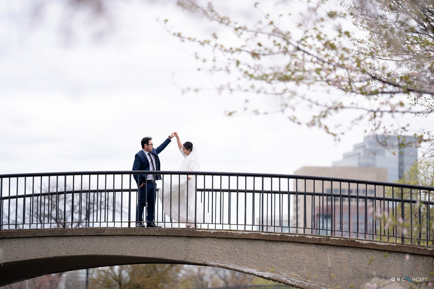 A couple dancing on the bridge