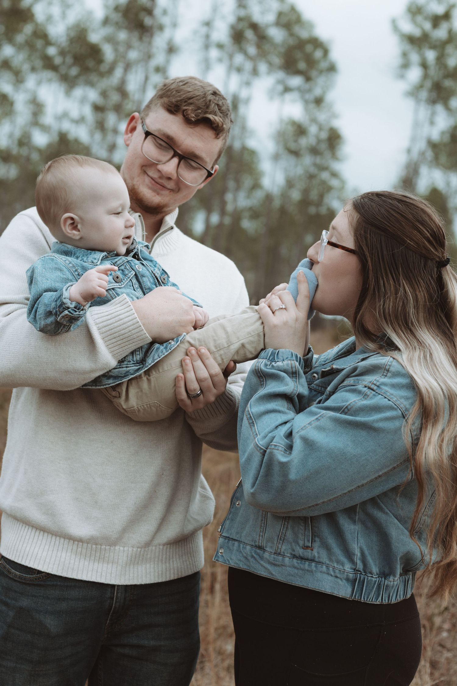 Family session in a field