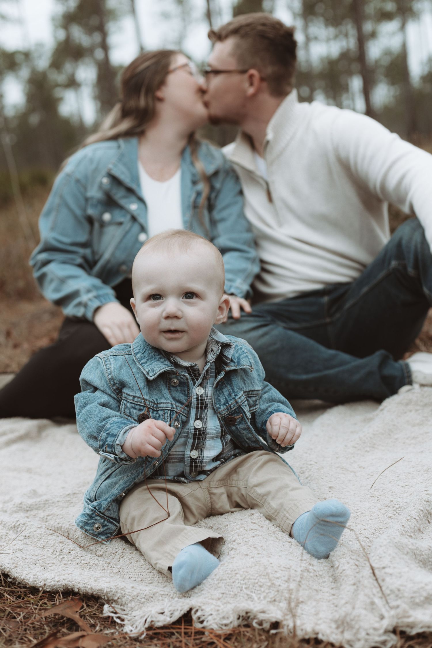 Family session in a field
