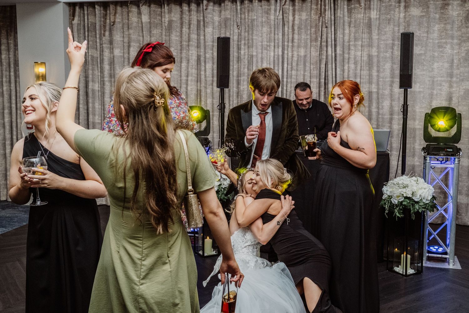 Bride dancing with her guests