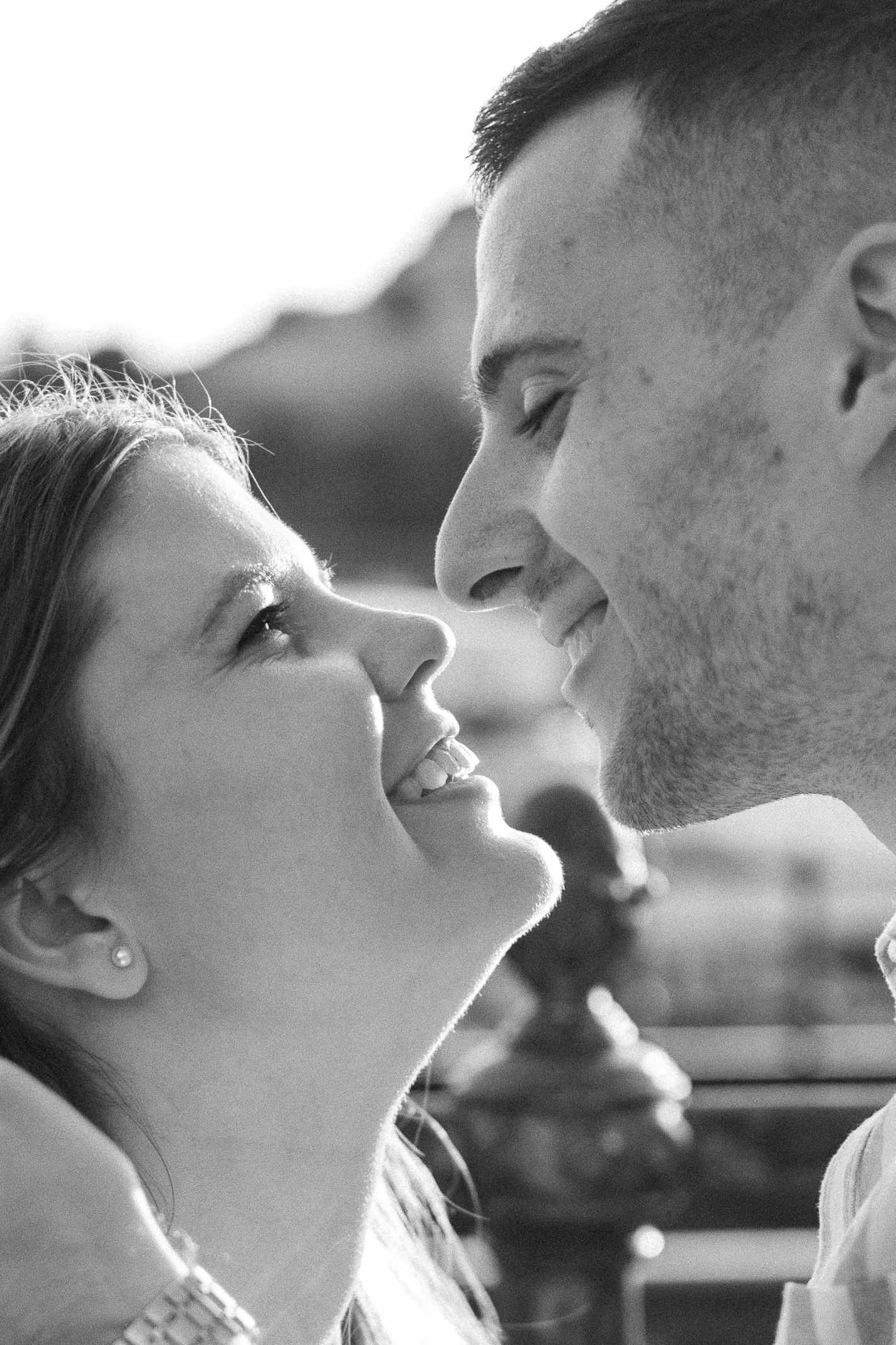 Black and white romantic close-up sequence showing tender moments between a couple.