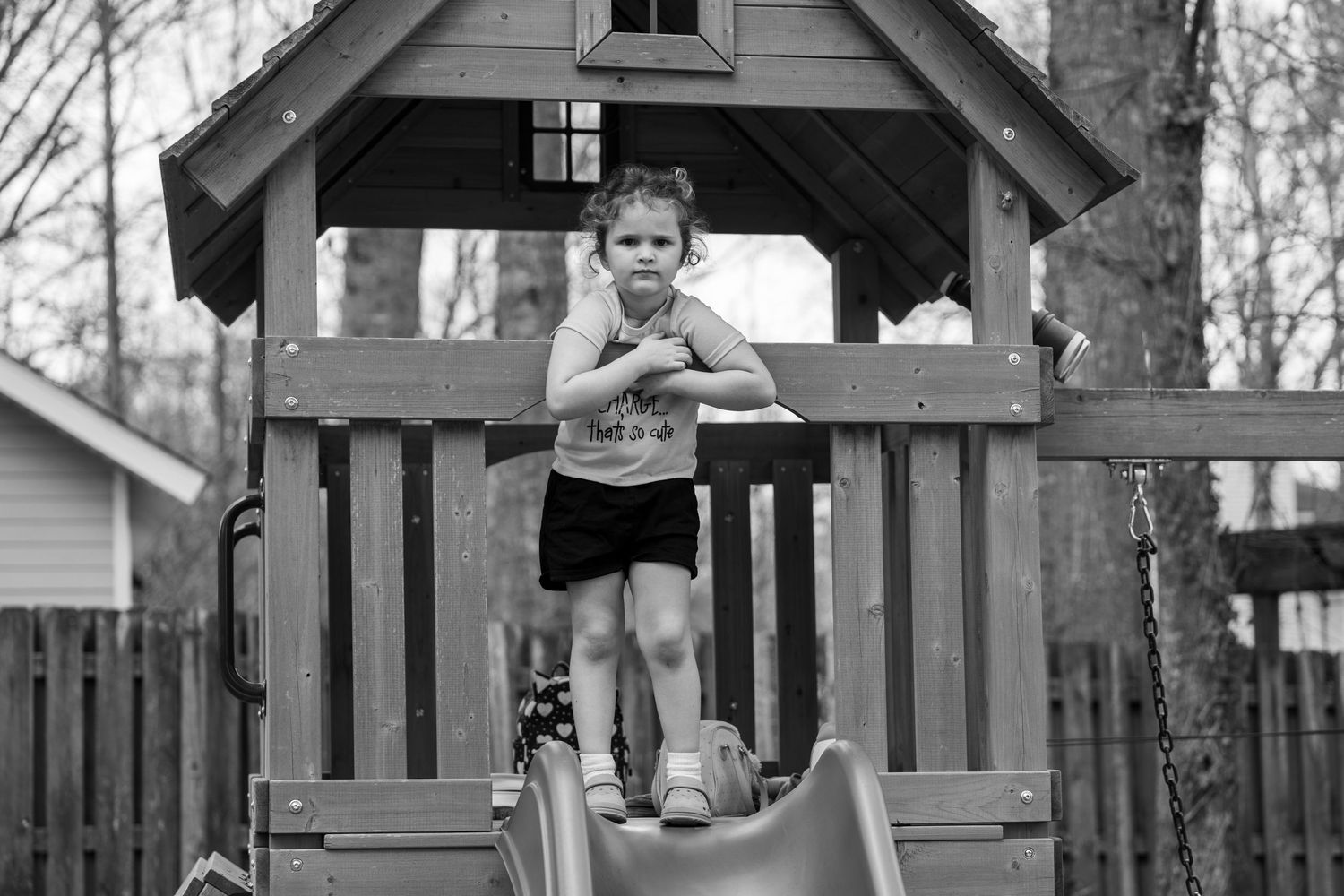 Young child on play set.