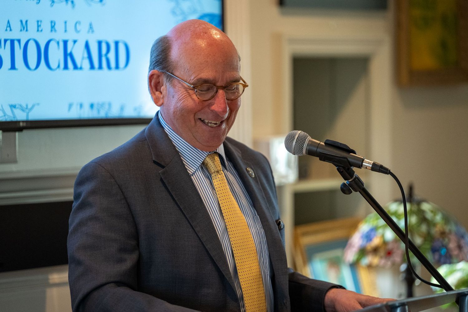Hoover, Alabama Mayor, Frank Brocato speaks at a luncheon for Miss America.