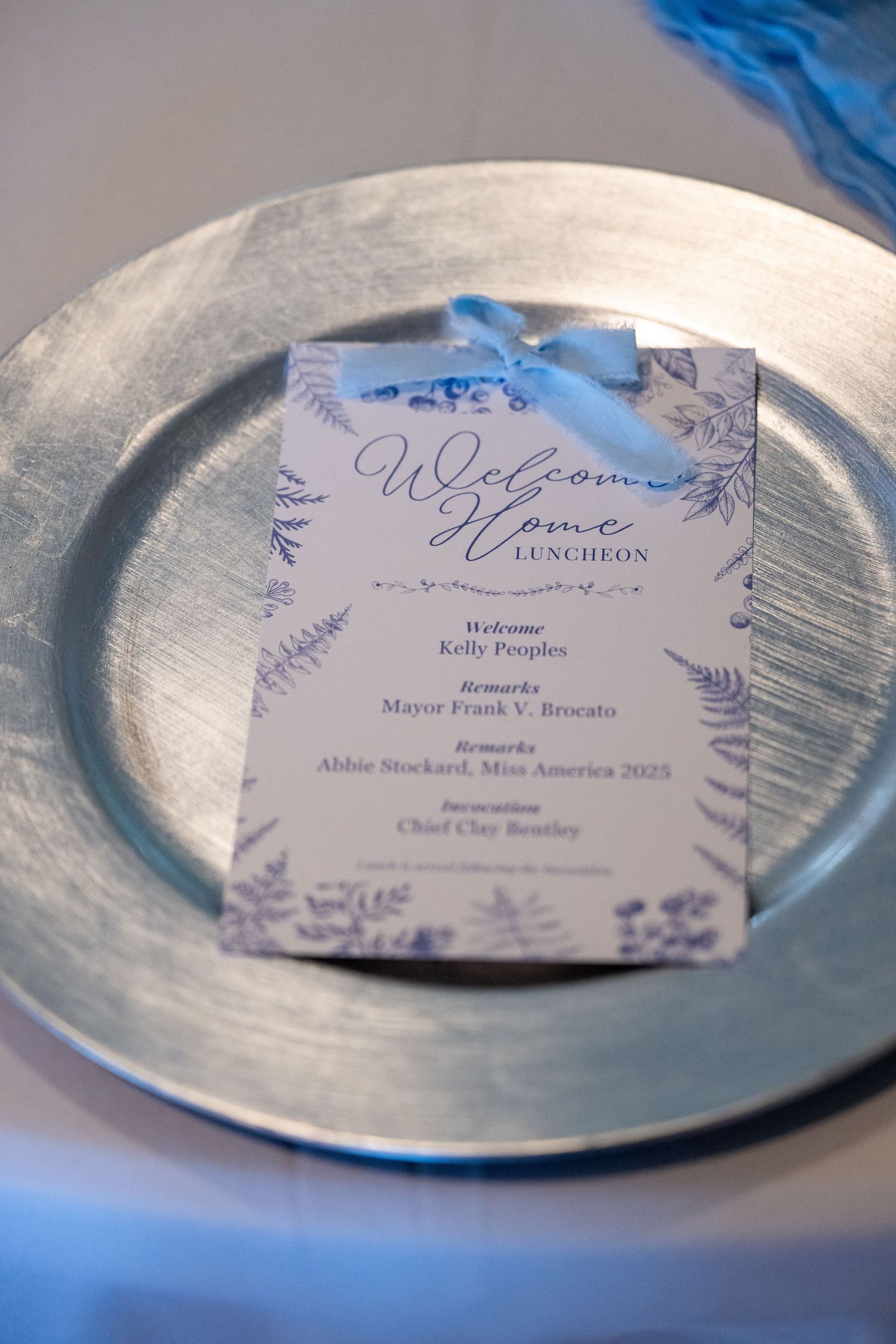 Place setting at a luncheon for Miss America in Hoover, AL.
