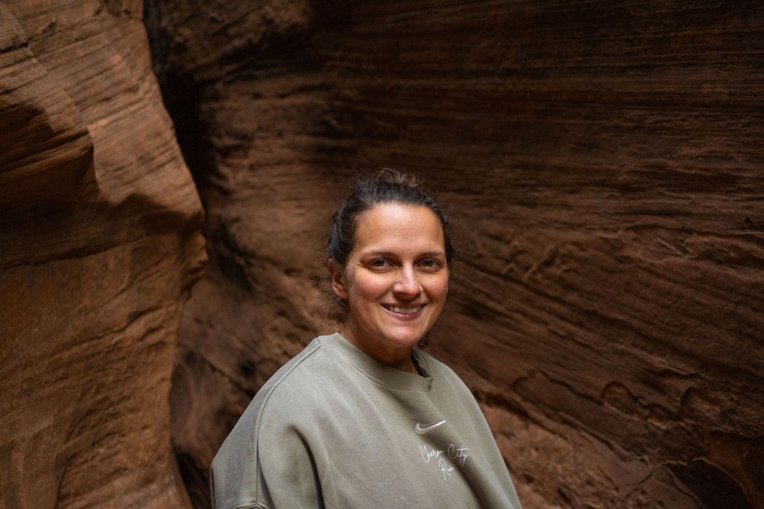 Portrait of a woman in a slot Canyon.