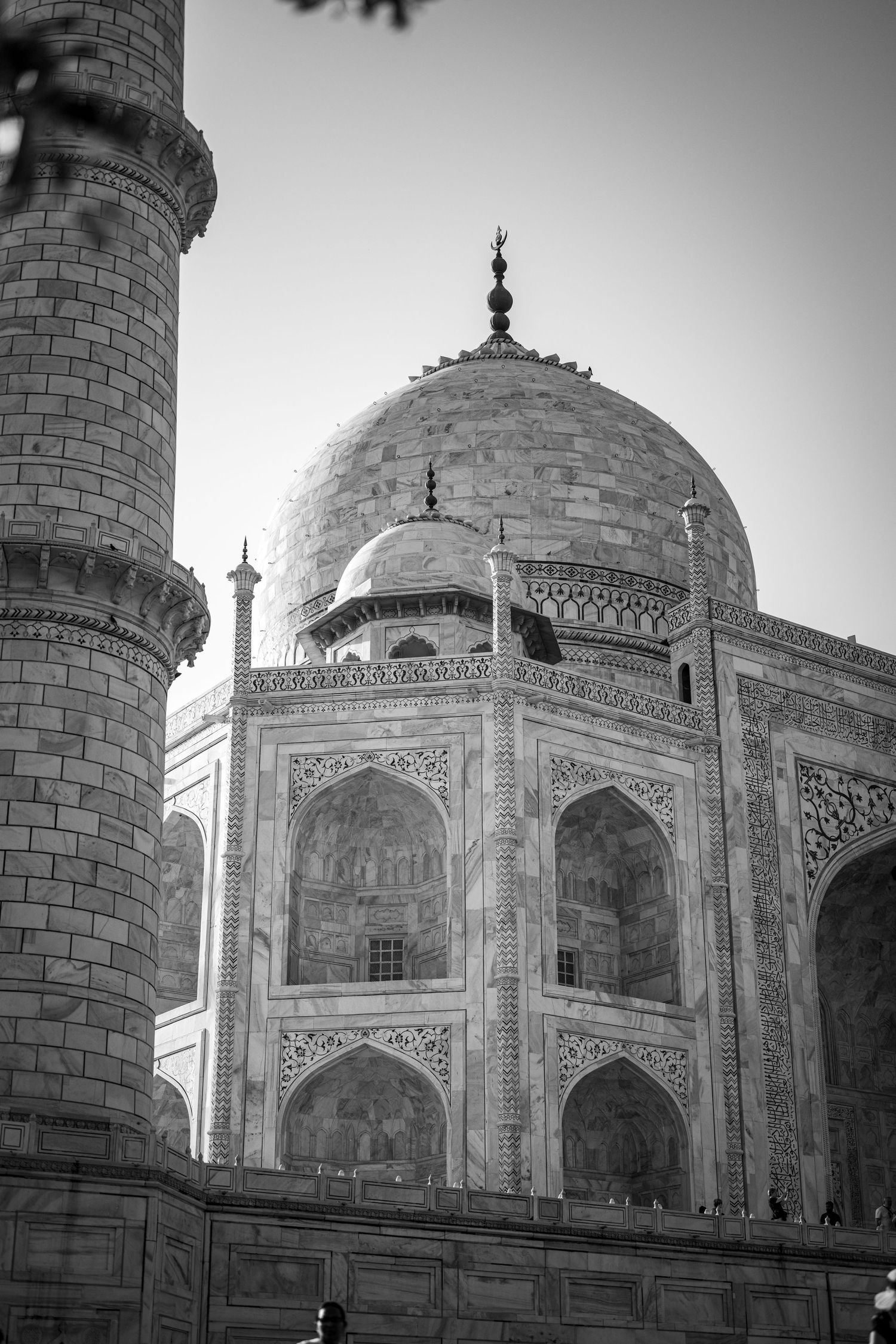 Close up view of the Taj Mahal.