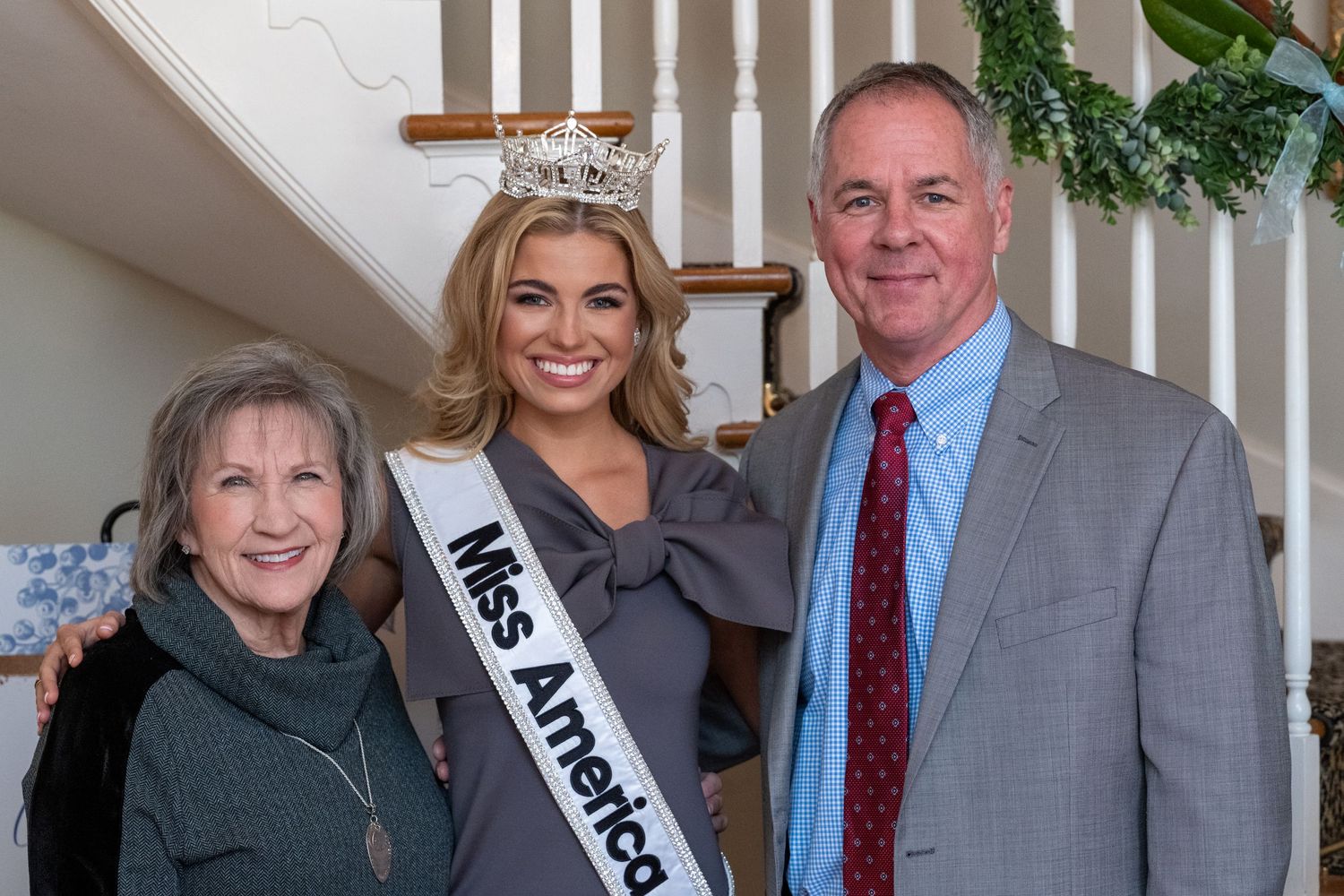 Miss America takes photographs with guests at a luncheon in Hoover, AL.