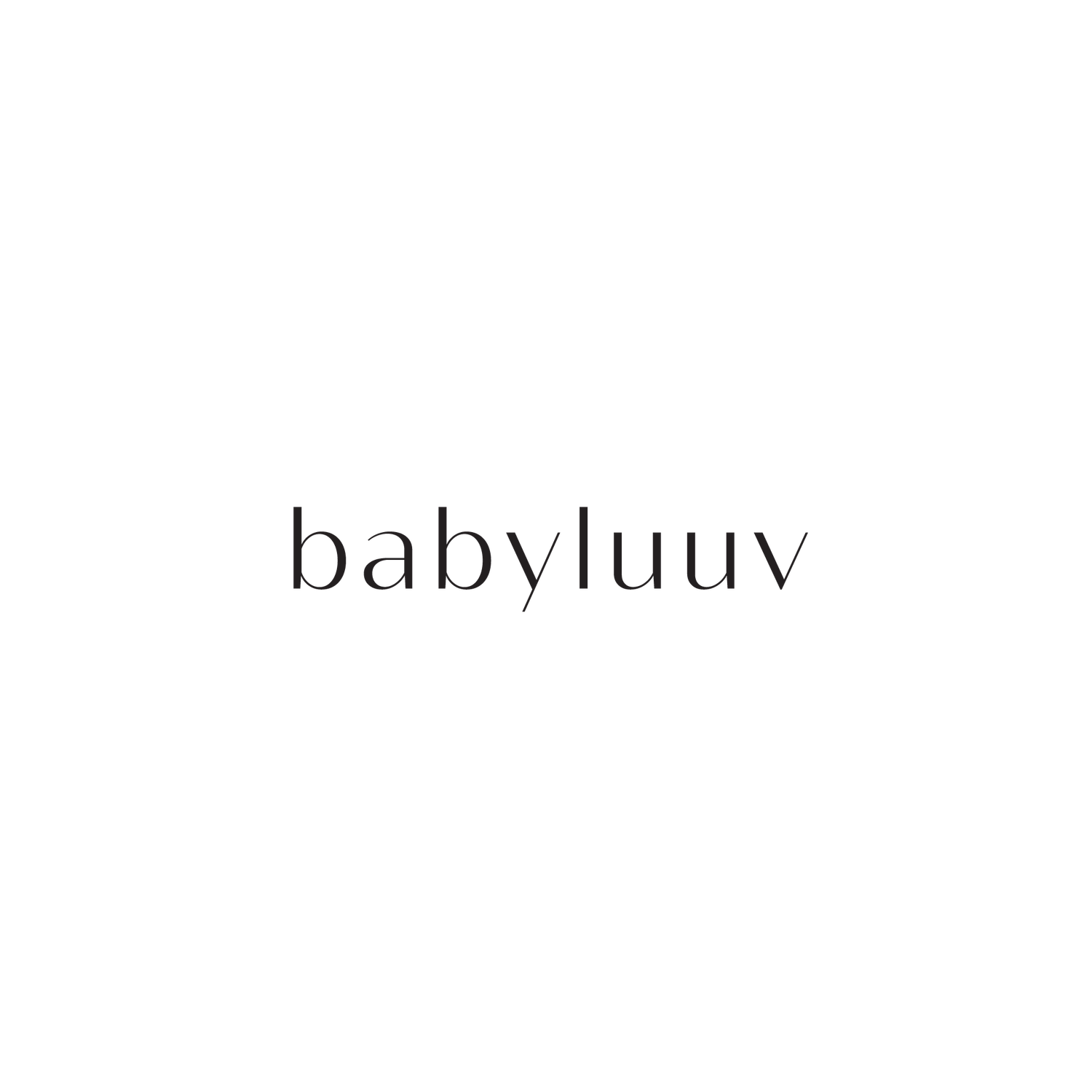 A stylized text design featuring the word 'babyluuv' in a minimalist font against a plain background.