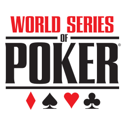 The World Series of Poker logo featuring playing card suits in red and black against a white background.