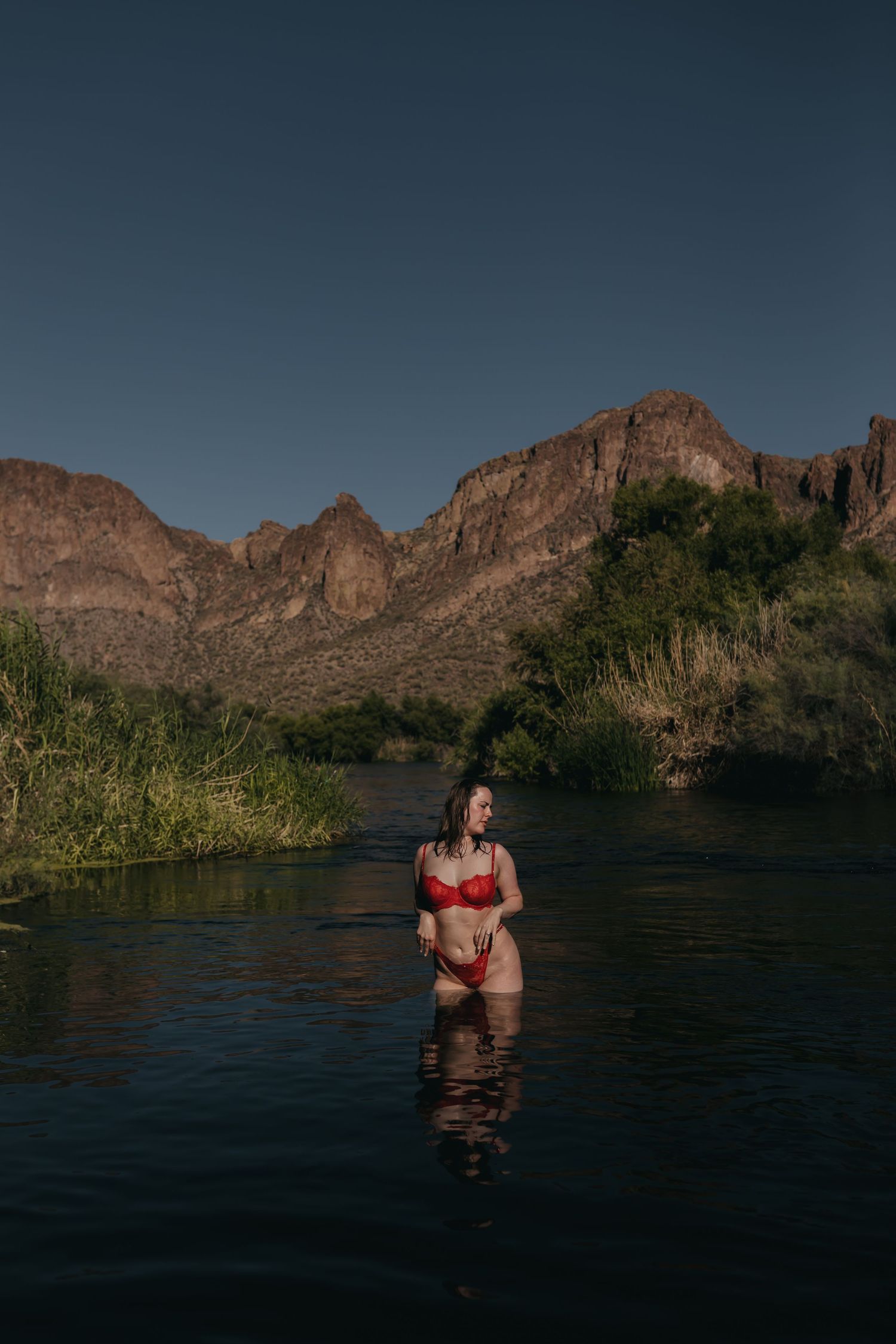 Arizona Phoenix Glendale Mesa Gilbert Peoria Chandler Maricopa top rated boudoir photographer red lingerie wet woman sexy luxury Intimate AZ