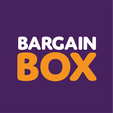 Bargain Box logo with bold white and orange text on a purple background for meal kit delivery service.